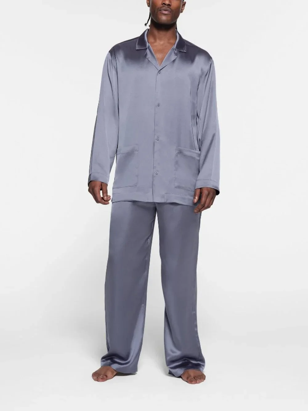 Skims Men's Sateen Sleep long sleep pajama top in slate color size XL NWT